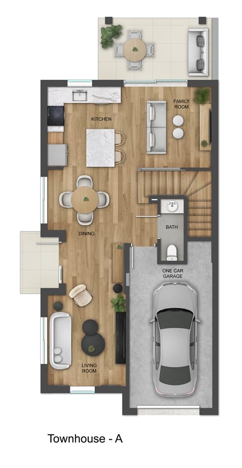 Floor plan for 3 beds, 2.5 baths, 1526 sqft